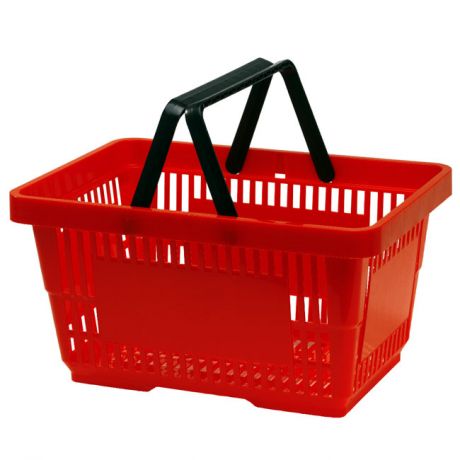 Panier plastique noir empilable libre-service en magasin avec anse  rabattable 48 x 33 x 25 cm