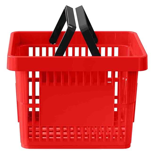 Panier magasin libre-service - 2 anses - 13L - Rouge