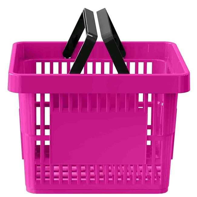 Panier magasin libre-service - 2 anses - 13L - Rose