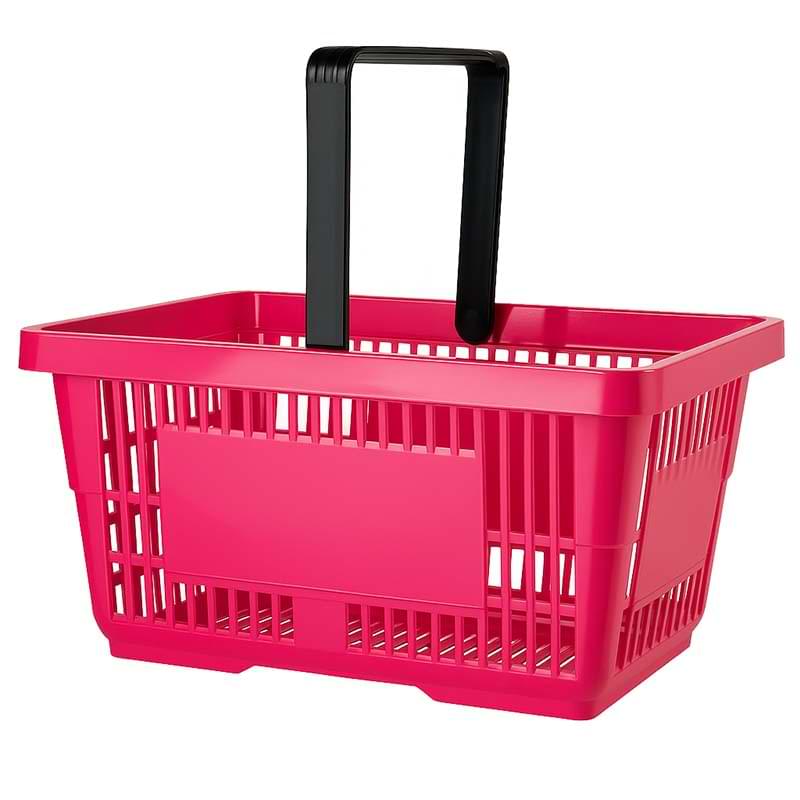 Panier magasin libre-service - 1 anse - 22L - Rose