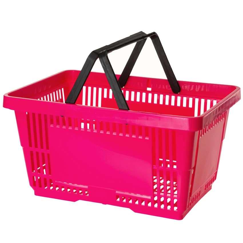 Panier magasin libre-service 28L - 2 anses - Rose
