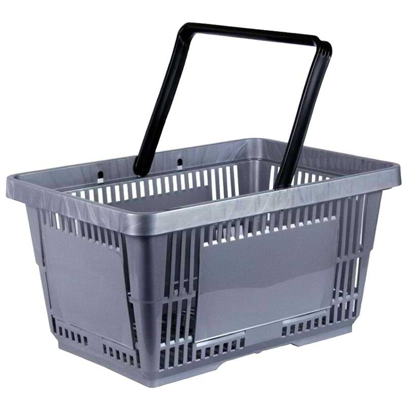 Panier magasin libre-service 28L - 1 anse - Métallisé