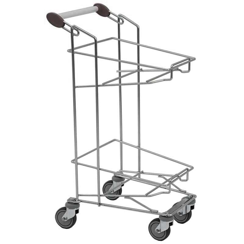 Chariot porte-paniers magasin fil acier zingué - H. 950 X L. 525 X P. 450 mm