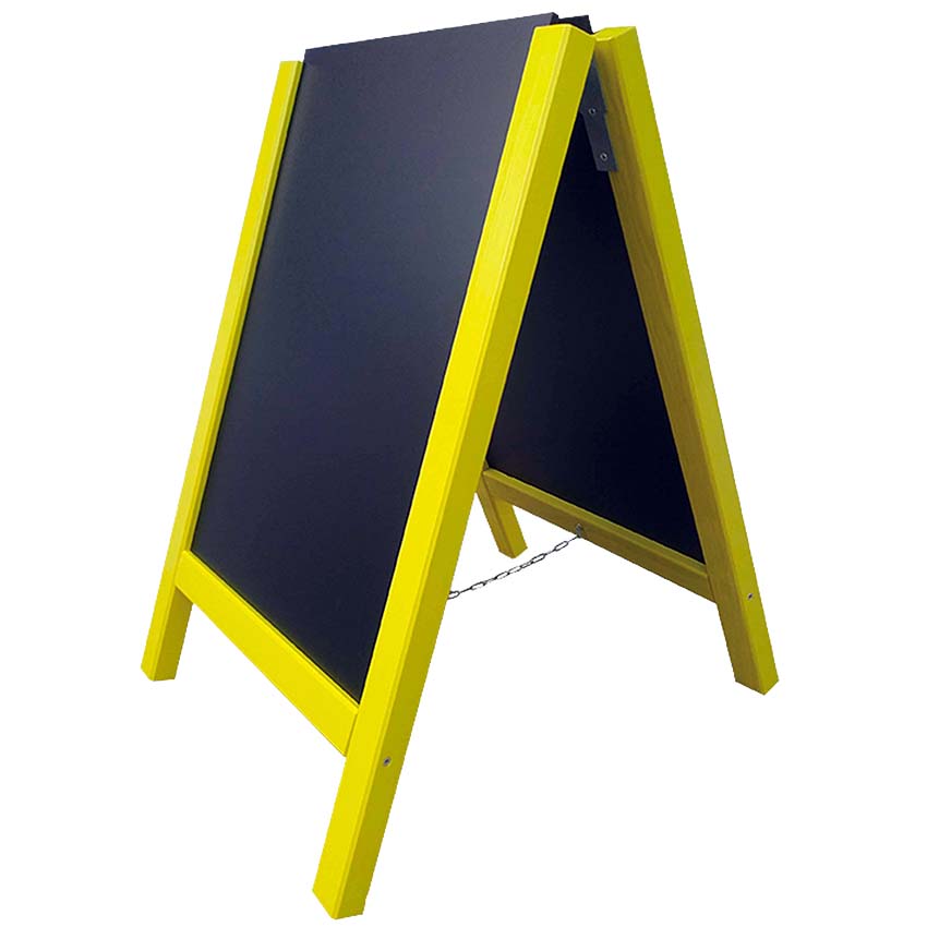 Chevalet bois ardoise réversible - H. 90 X 58 cm - Jaune