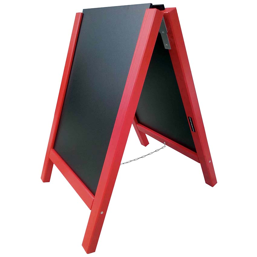 Chevalet bois ardoise réversible - H. 90 X 58 cm - Rouge garance