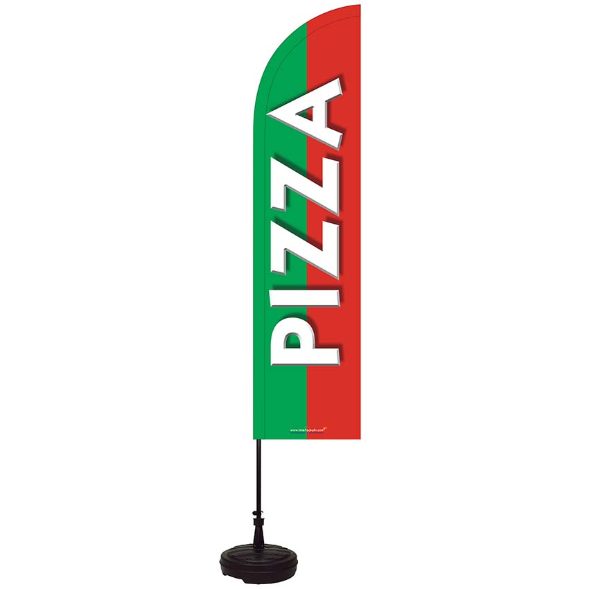 Kit complet Drapeau + Mât + Socle lestable - Pizza