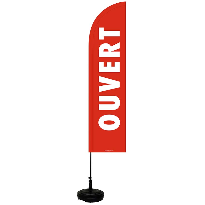 Kit complet Drapeau + Mât + Socle lestable - Ouvert