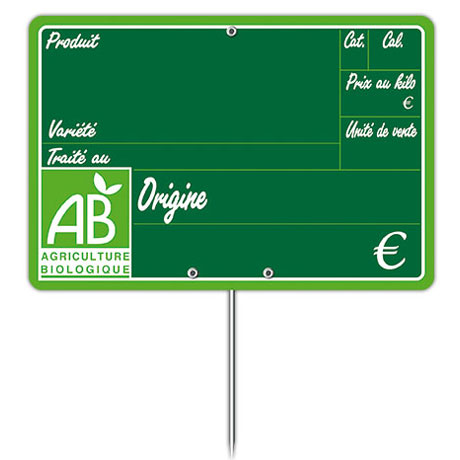 Etiquette fruits et légumes BIO 10 X 15 cm - A pique