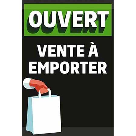 Affiche PVC "Ouvert - Vente à emporter" - H. 300 x L. 200 mm
