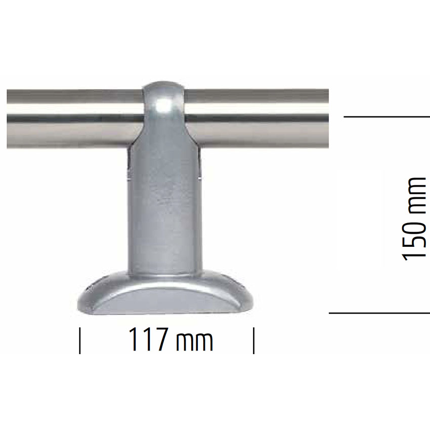 Pied H. 150 mm fonte aluminium - Embase rectangulaire