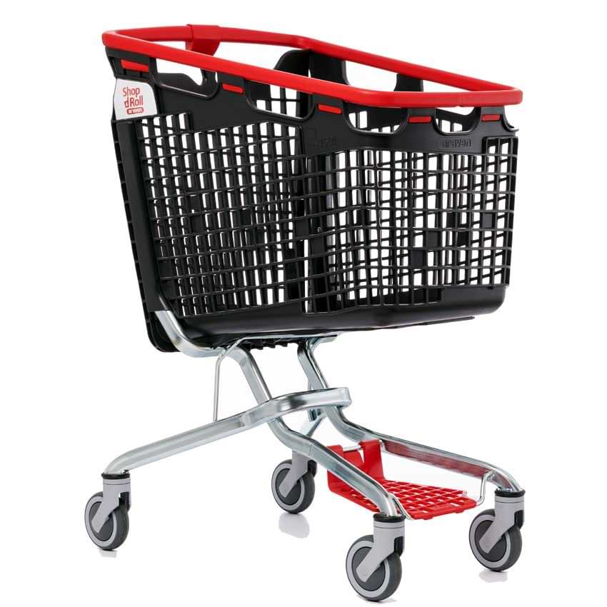 Chariot panier Loop avec consigneur 160L - Poignée rouge