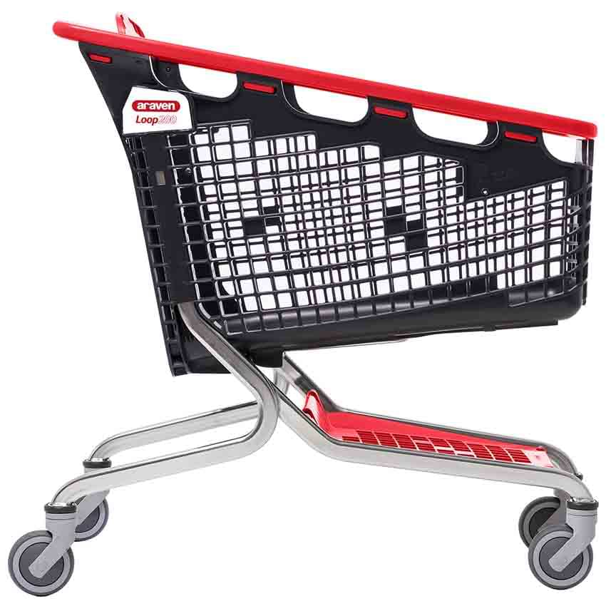 Chariot Loop 200L - Version complète - Poignée et plateau inférieur Rouge RAL 3020