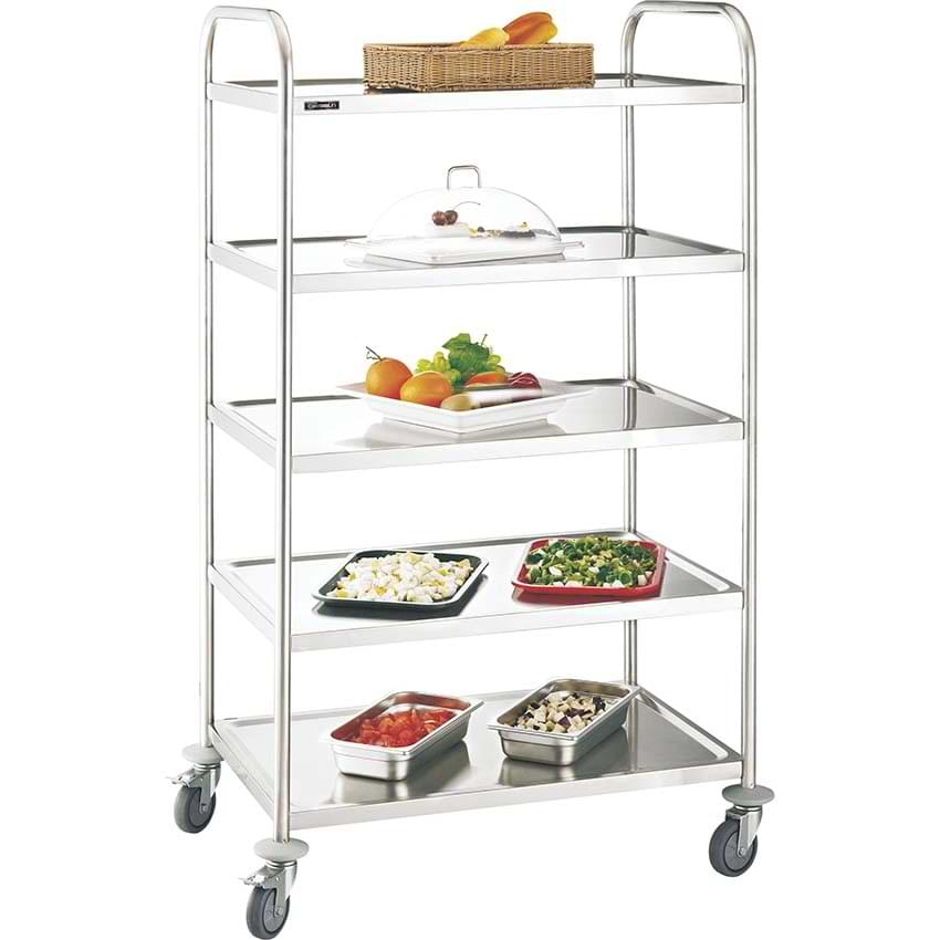 Chariot desserte en inox - 5 plateaux