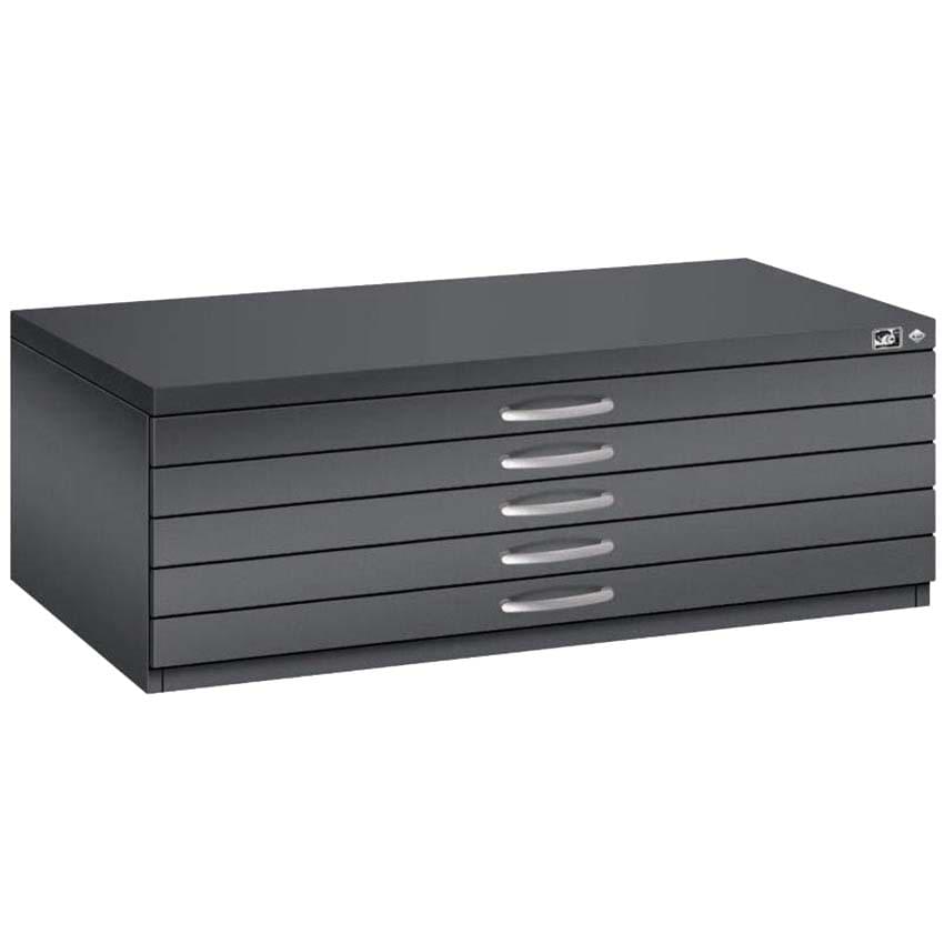 Meuble à plans 10 tiroirs + Socle + Plateau bois - Gris anthracite