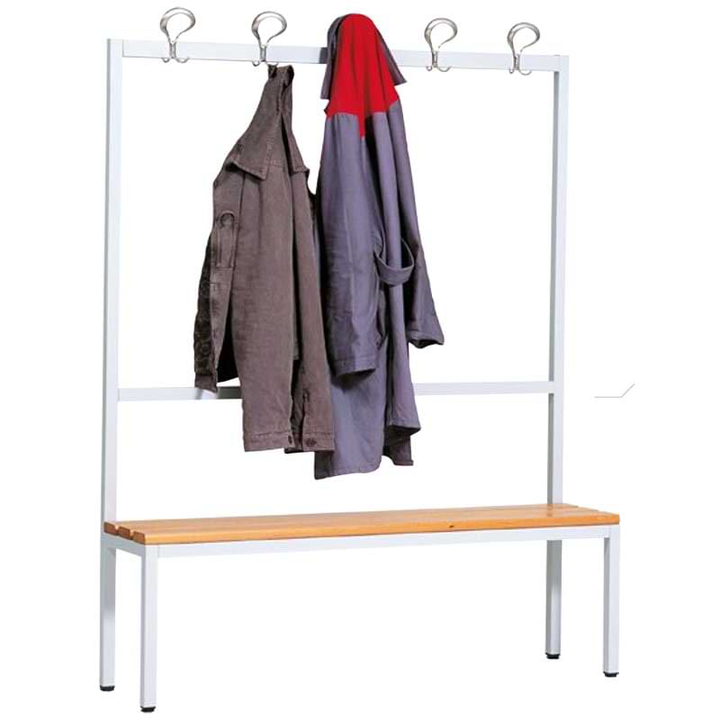 Banc à patères simple face - L. 1500 mm - 5 crochets