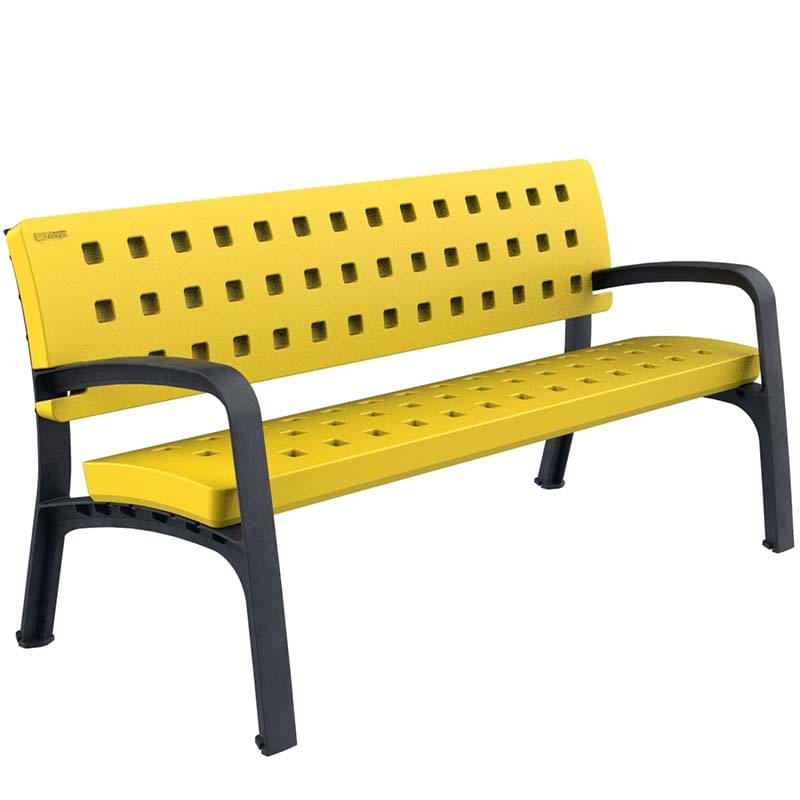 Banc public polyéthylène L. 1700 mm - Jaune RAL 1021