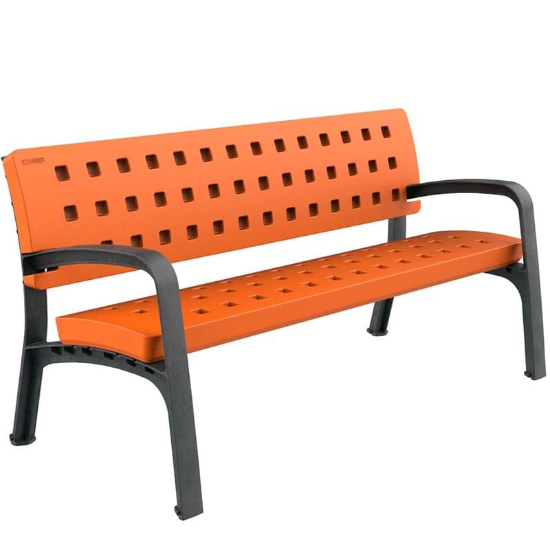 Banc public polyéthylène L. 1700 mm - Orange RAL 2004
