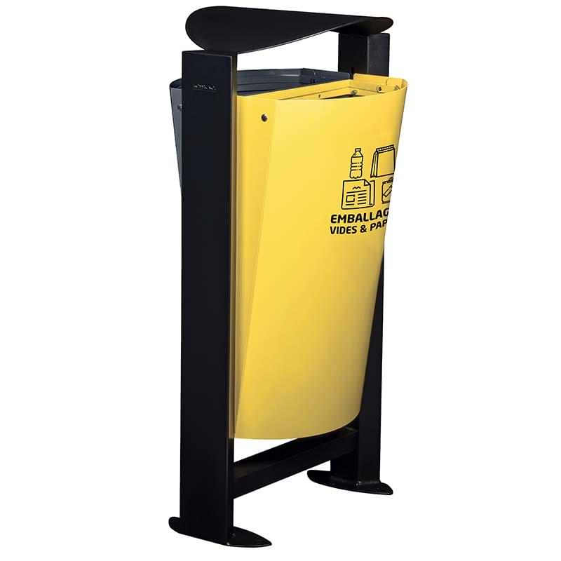 Corbeille tri-sélectif métal 2 X 60L - Gris / Jaune