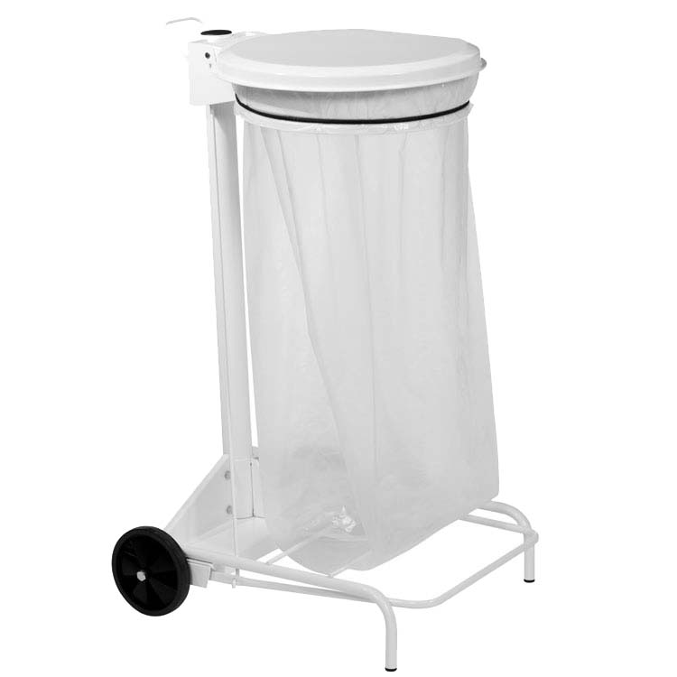 Collecteur mobile à pédale 110L - Blanc RAL 9016