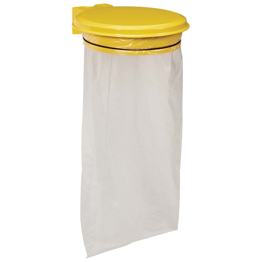Collecteur porte-sac mural intérieur avec couvercle - Jaune RAL 1021