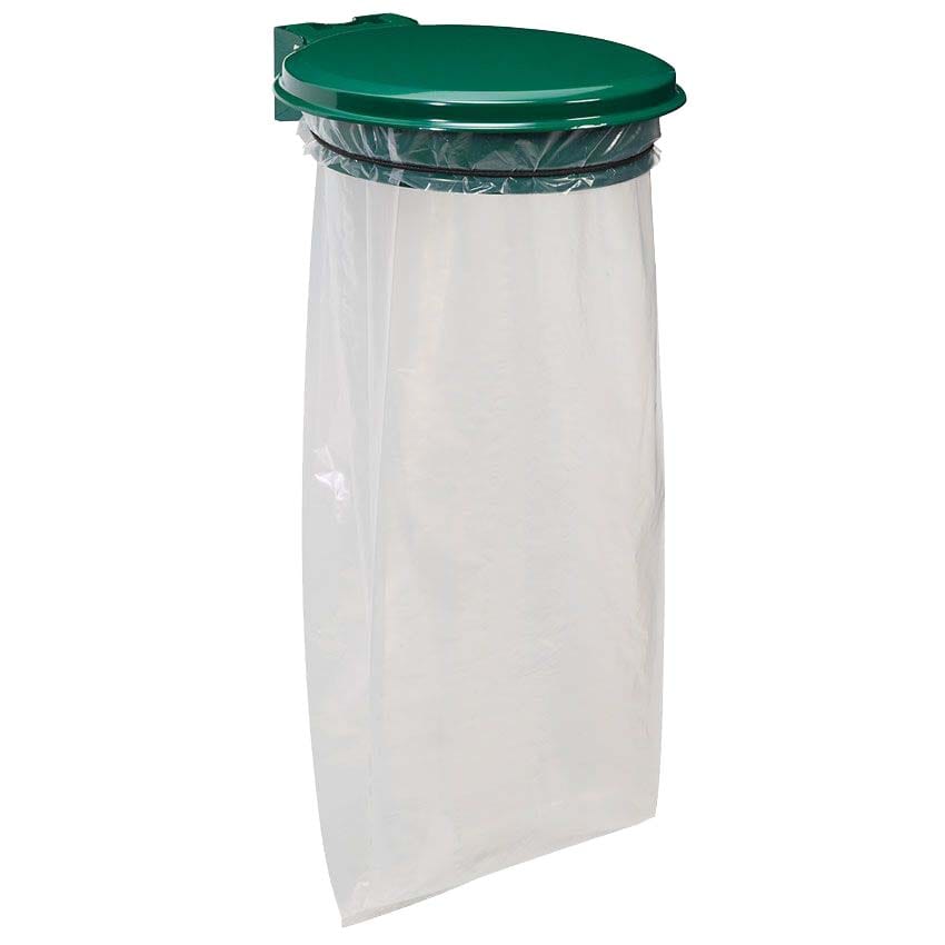 Collecteur porte-sac mural intérieur avec couvercle - Vert mousse RAL 6005