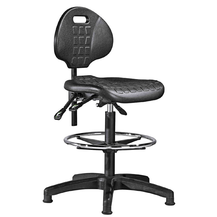 Siège polyuréthane - Vérin long sur patins avec repose-pieds