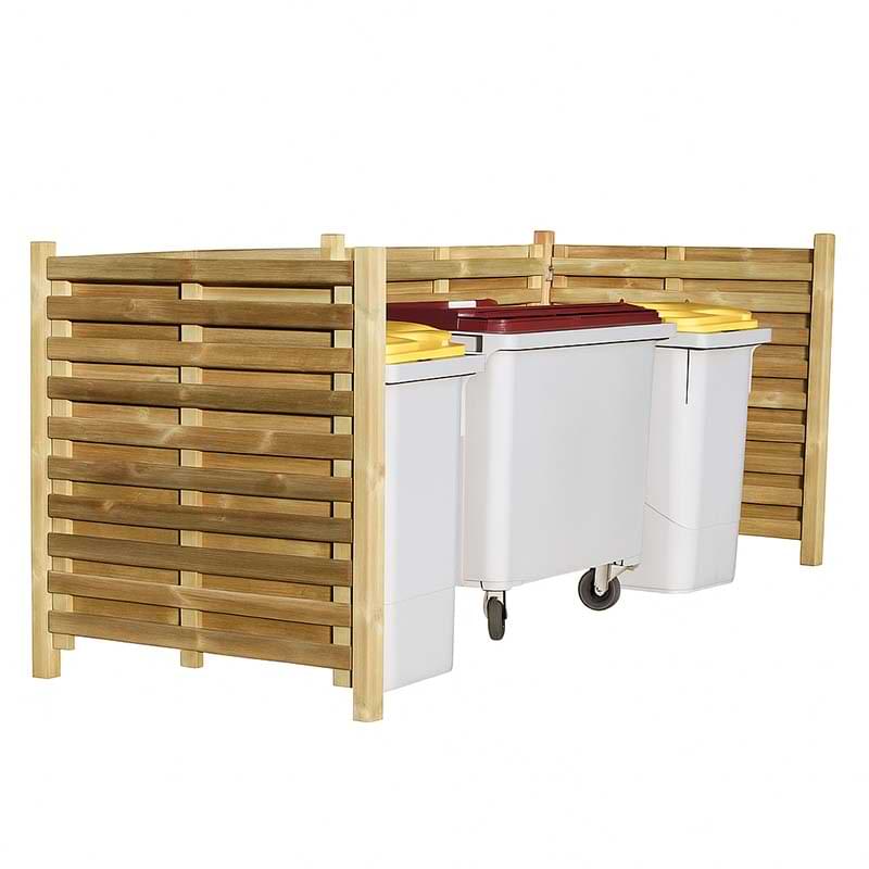 Cache-conteneur bois double - L. 2800 mm