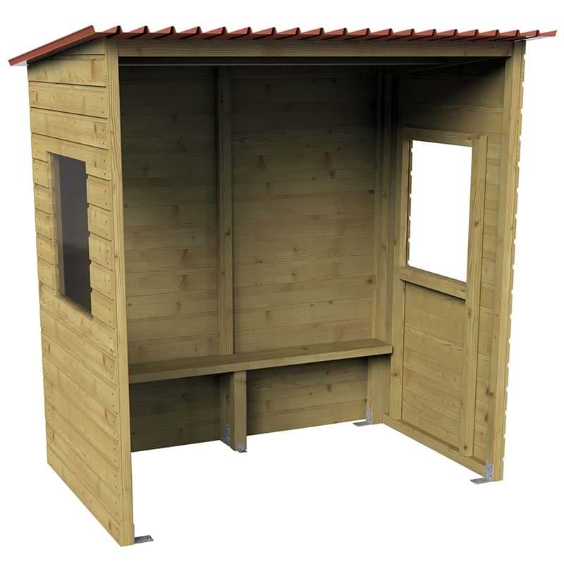 Abri Bus Bois - Modèle avec fenêtres - L. 2 m