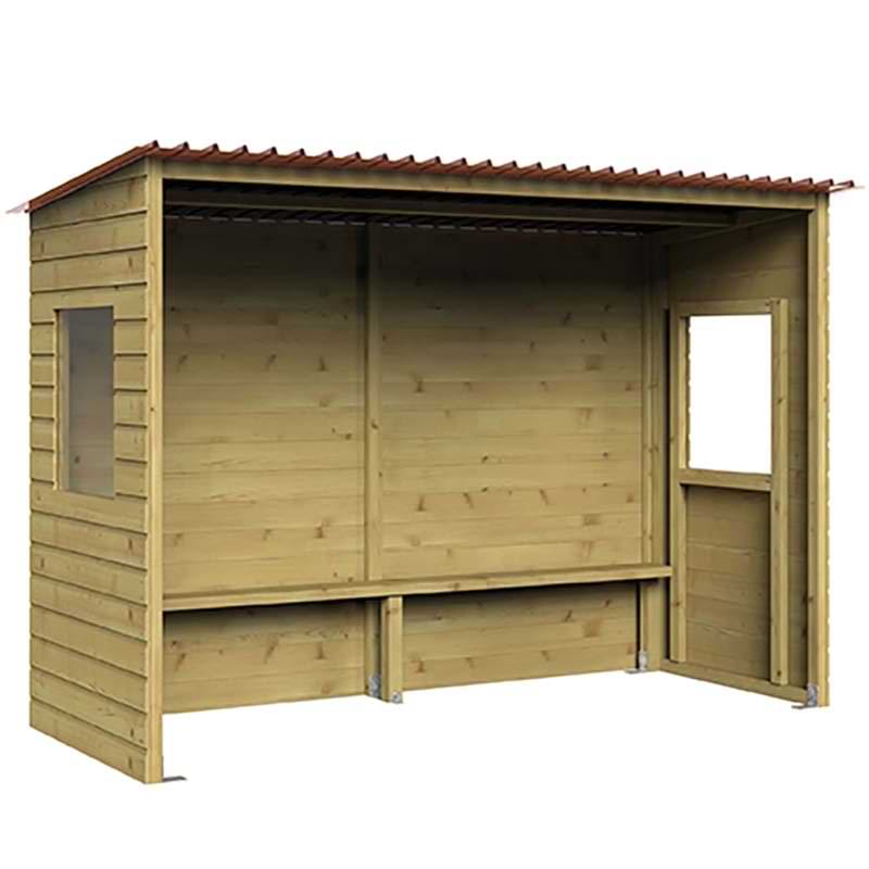 Abri Bus Bois - Modèle avec fenêtres - L. 3 m