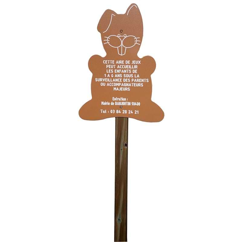 Panneau réglementaire aire de jeux (Marquage inclus) - Figurine Lapin