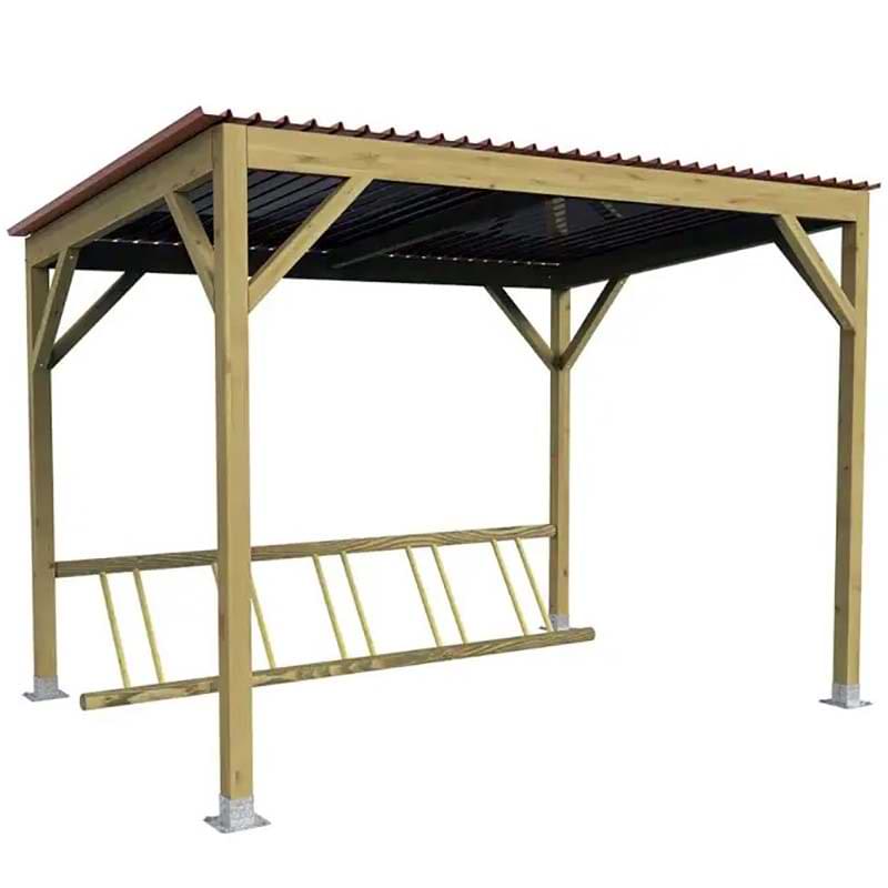 Abri vélos bois 5 places - L. 3000 mm