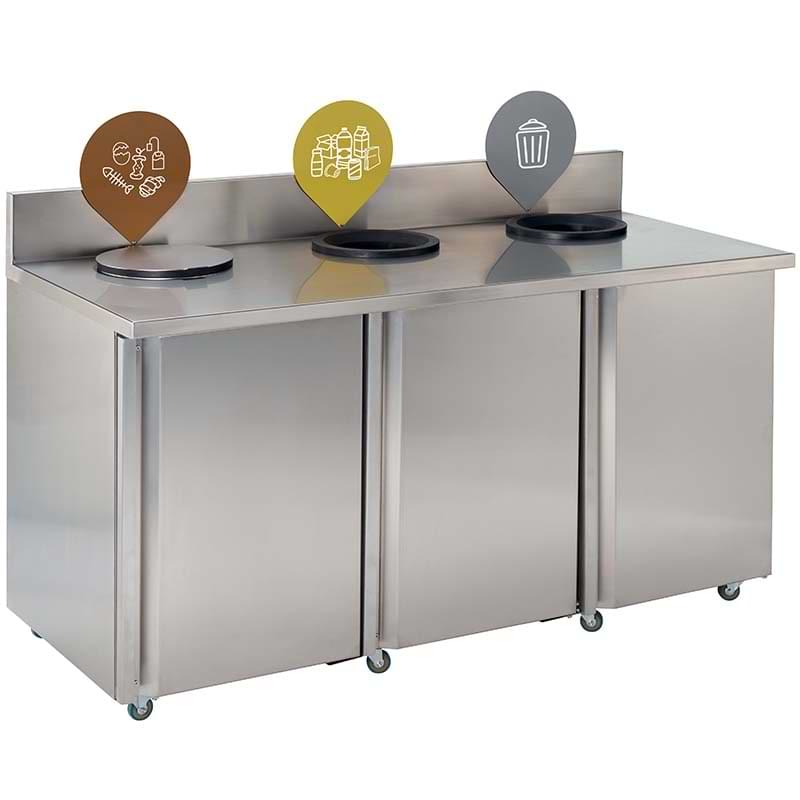 Meuble de tri restauration collective Trinox - 3 X 90L