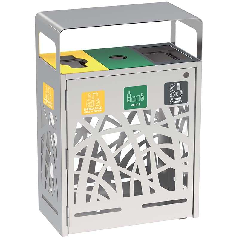Corbeille tri-sélectif Cybel 3 X 60L - Inox 304 Brossé