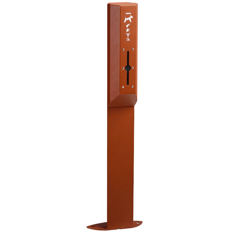 Distributeur sachets canins sur pied - Aspect Corten