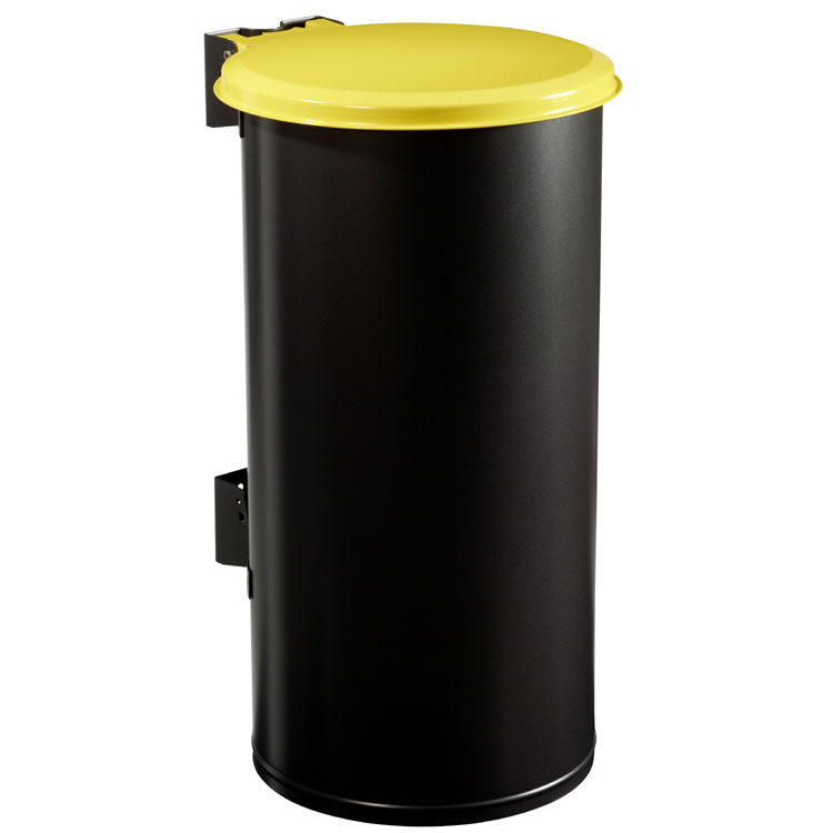 Poubelle murale Tubo 80L - Couvercle Jaune RAL 1021