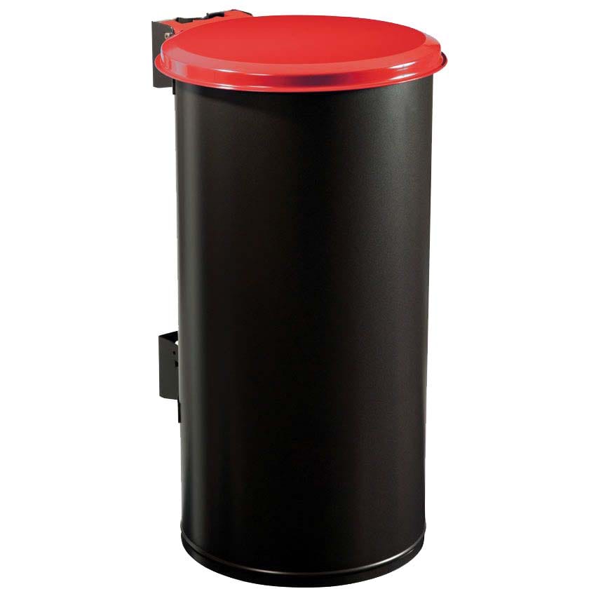 Poubelle murale Tubo 80L - Couvercle Rouge RAL 3020