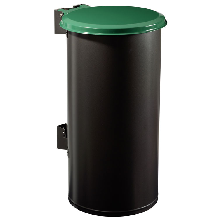 Poubelle murale Tubo 80L - Couvercle Vert RAL 6005