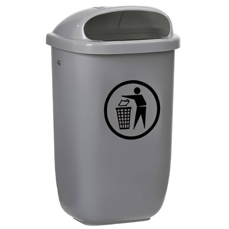 Corbeille polyéthylène haute densité 50L coloris gris – poubelle de ville pour espaces extérieurs