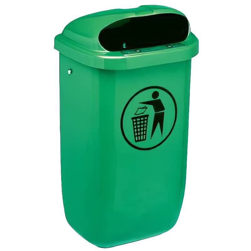Poubelle murale plastique 50L verte