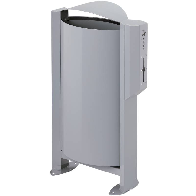 Corbeille 60L + distributeur sachets hygiène canine - Gris métal RAL 9006