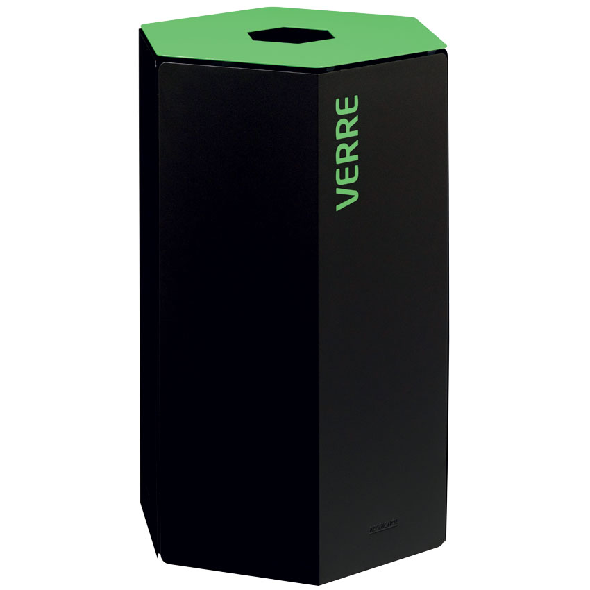 Poubelle tri-sélectif 50L - Sans serrure - Vert RAL 6018 / Verre