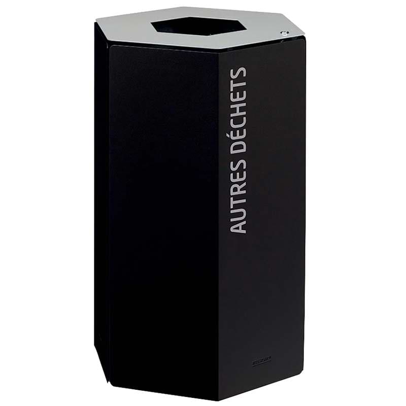 Poubelle tri-sélectif 50L - Avec serrure - Gris RAL 9022 / Autres déchets