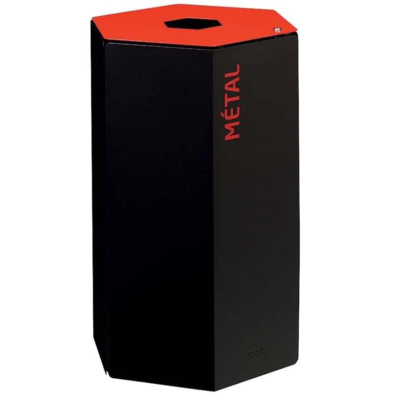 Poubelle tri-sélectif 50L - Avec serrure - Rouge RAL 3020 / Métal