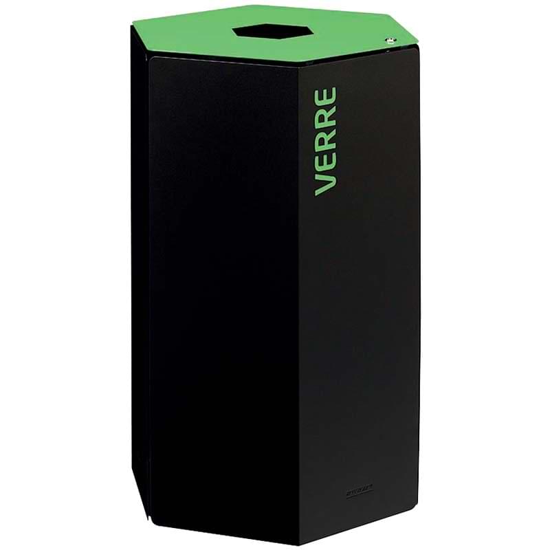 Poubelle tri-sélectif 50L - Avec serrure - Vert RAL 6018 / Verre