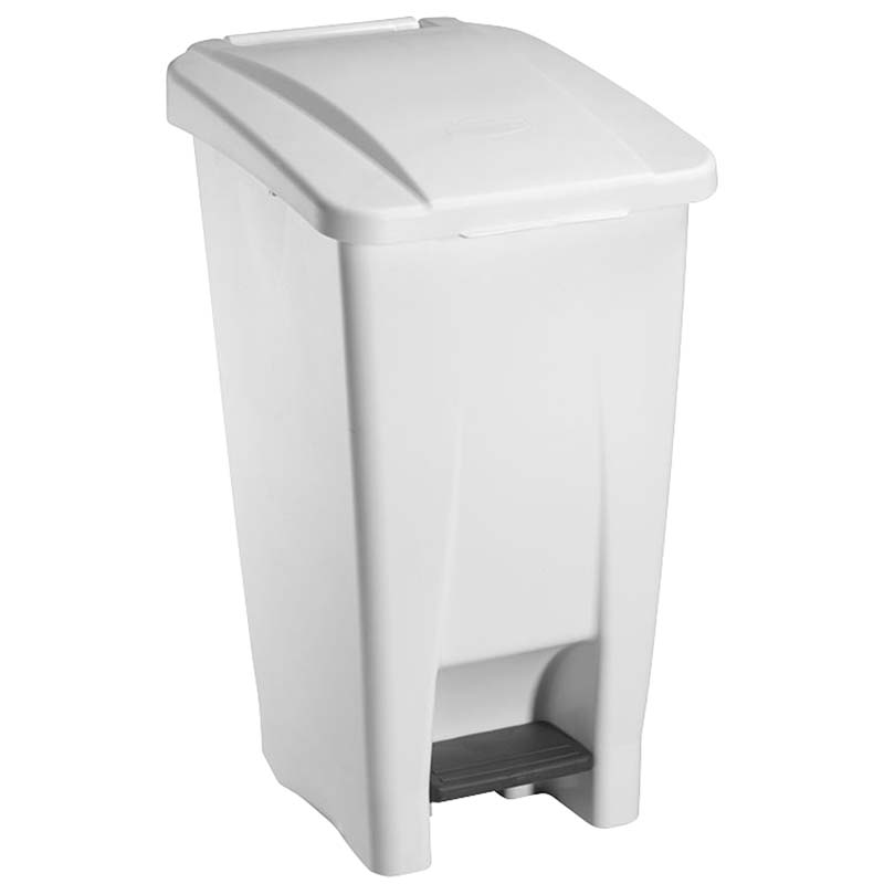 Collecteur mobile à pédale 60L - Blanc - Couvercle Blanc