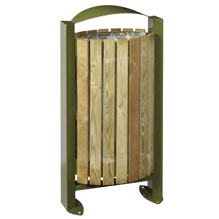 Poubelle 60L lattes bois autoclave - Gris manganese