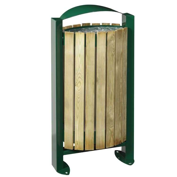 Poubelle 60L lattes bois autoclave - Gris manganese