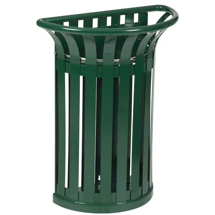 Corbeille tulipe demi-lune 35L - Fixation murale - Vert mousse RAL 6005