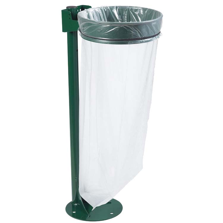 Support sac sur poteau avec couvercle Vert