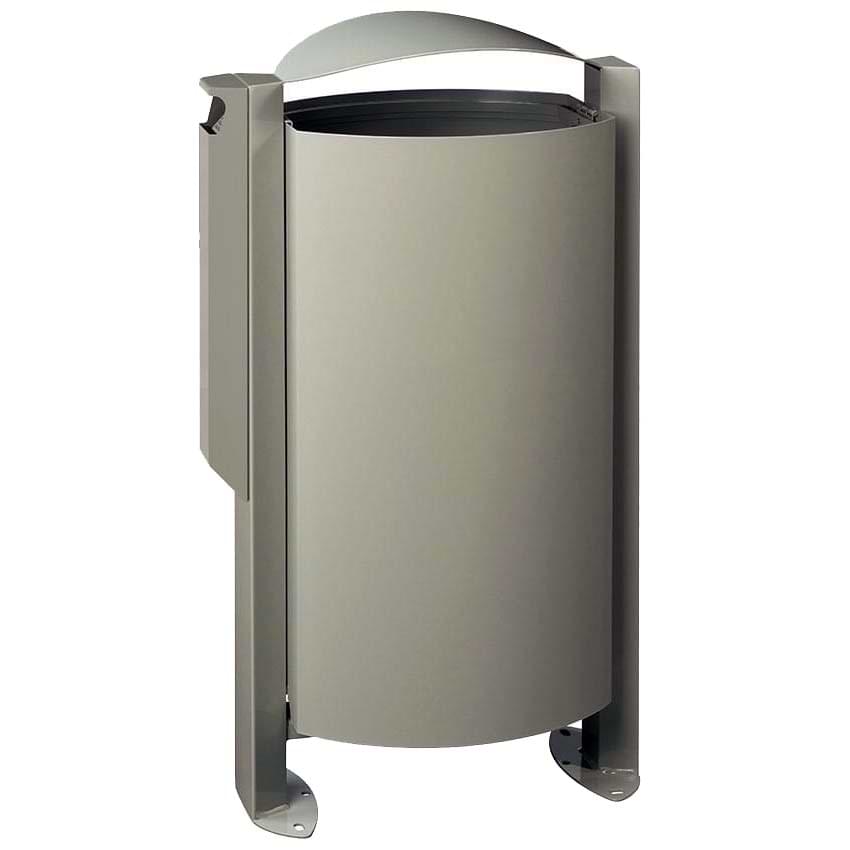 Corbeille sur pied 100L avec cendrier - Gris ciment RAL 7033